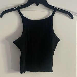 aeropostal ribbed cropped black razor back tanktop